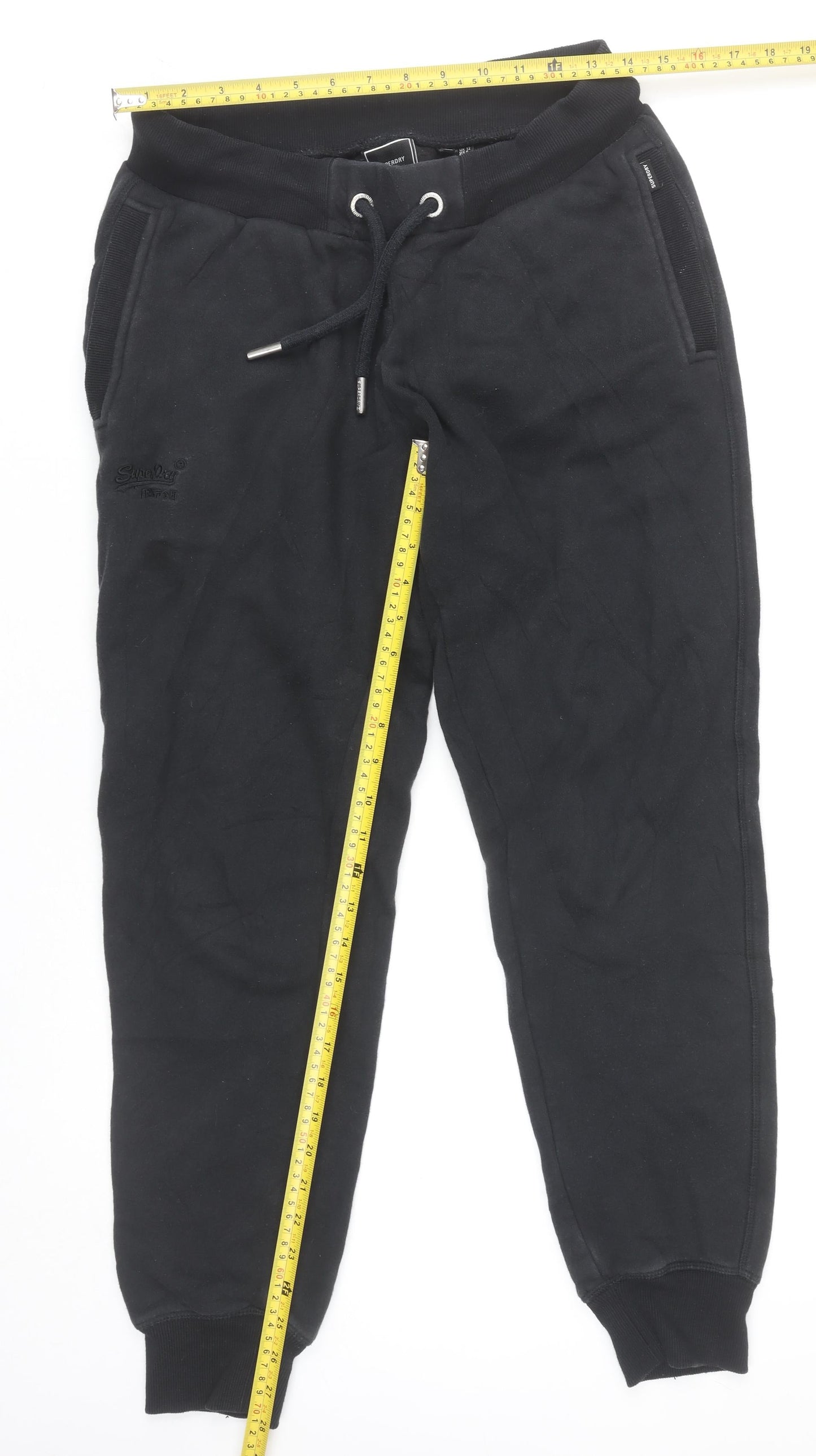 Superdry Women’s Black Cotton Blend Jogger Trousers Size 12