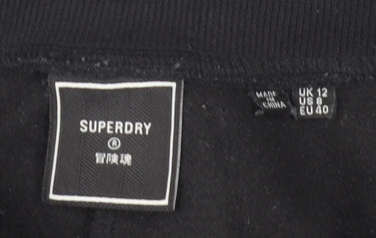 Superdry Women’s Black Cotton Blend Jogger Trousers Size 12