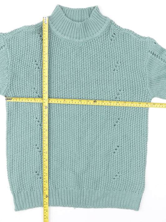 Aniston Women's Green Size 12 Chunky Knit Mock Neck Jumper
