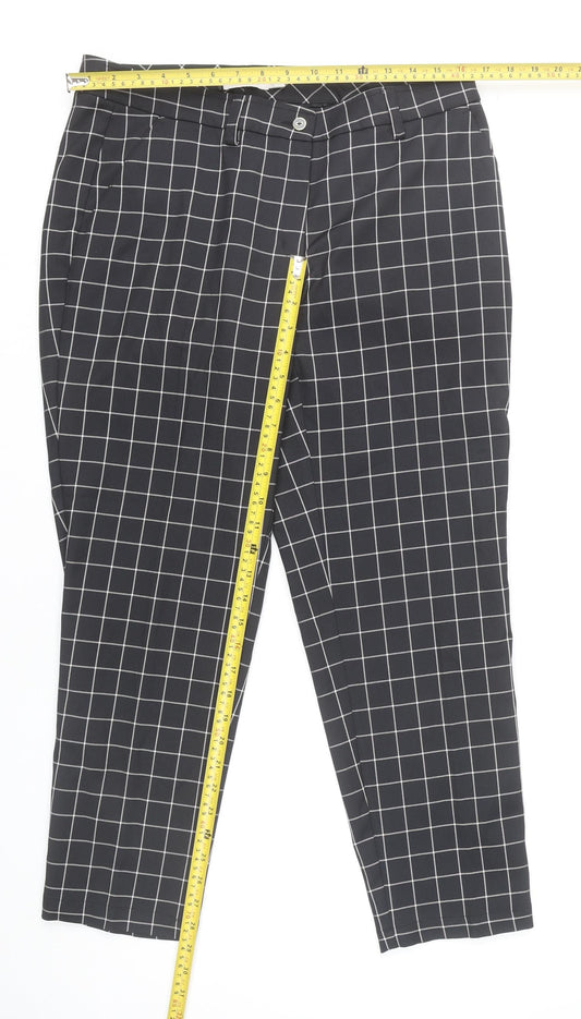 Lady Hagen Women's Black Check Ankle Trousers Size 10