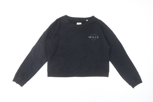 Jack Wills Womens Black Size 12 Pullover Sweatshirt Crew Neck