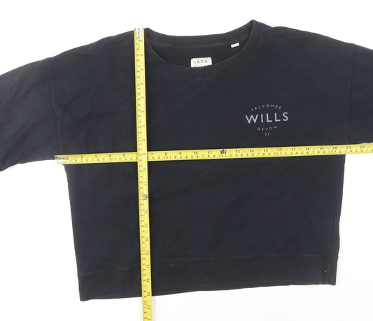 Jack Wills Womens Black Size 12 Pullover Sweatshirt Crew Neck