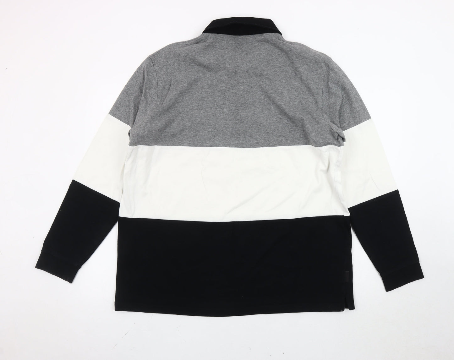 Guinness Men’s Grey Colourblock Long Sleeve Polo Shirt XL