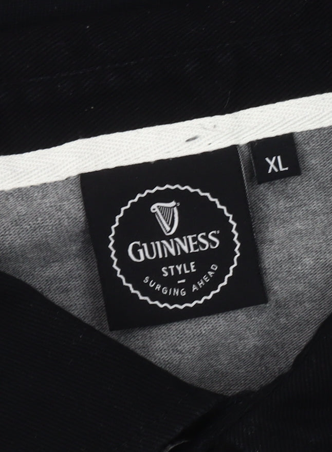 Guinness Men’s Grey Colourblock Long Sleeve Polo Shirt XL