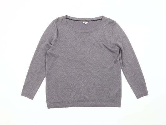White Stuff Women's Grey Size 12 Scoop Neck Pullover Jumper
