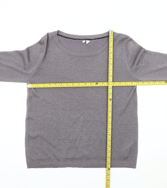 White Stuff Women's Grey Size 12 Scoop Neck Pullover Jumper