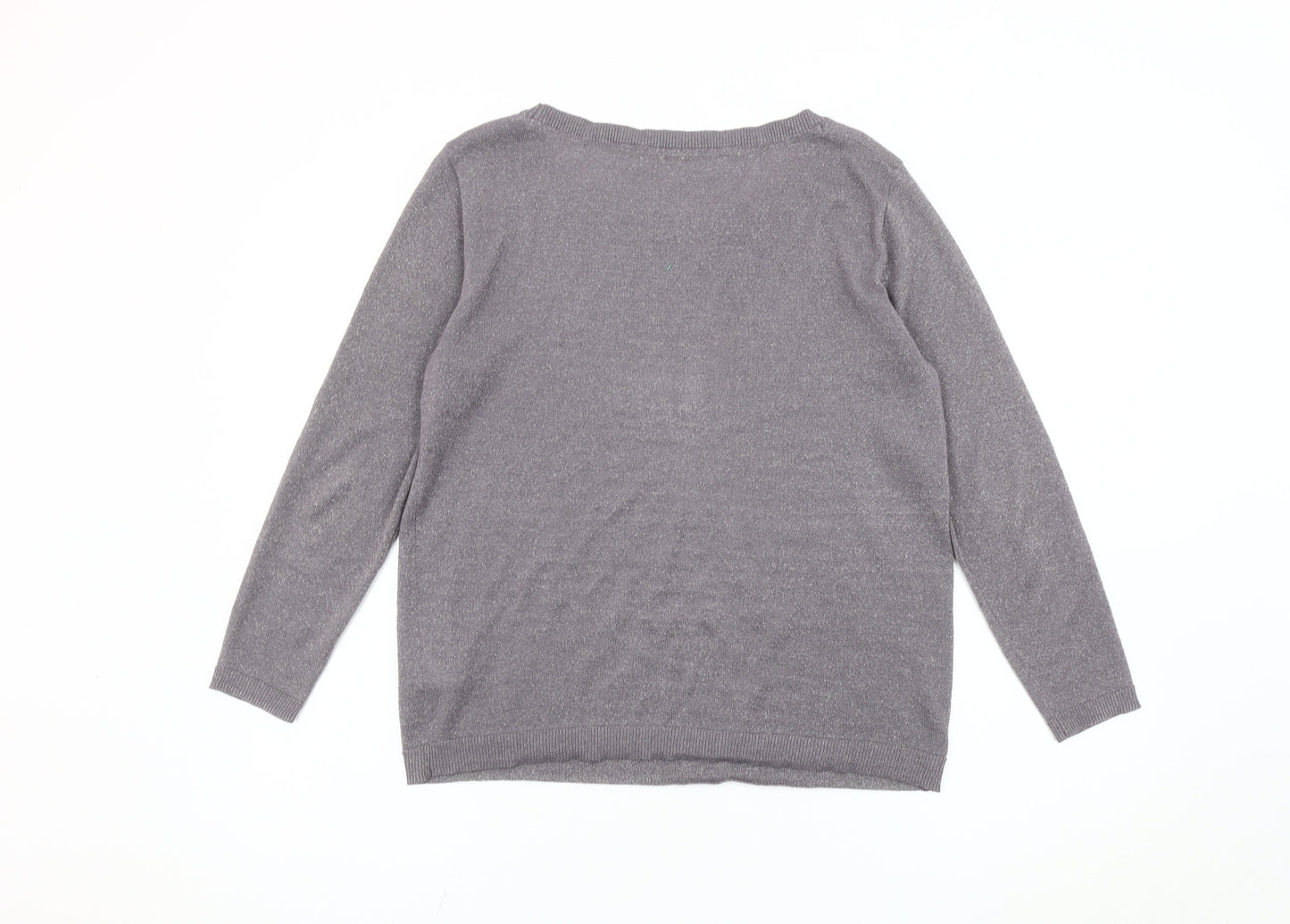 White Stuff Women's Grey Size 12 Scoop Neck Pullover Jumper
