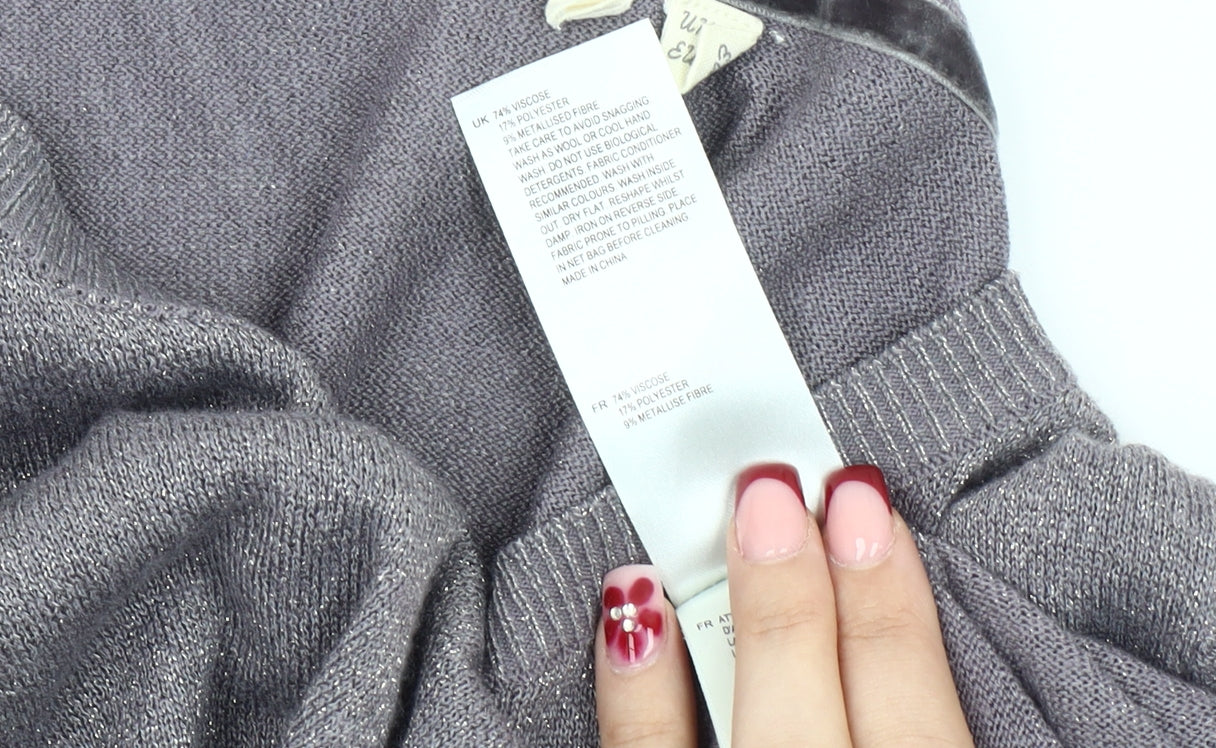 White Stuff Women's Grey Size 12 Scoop Neck Pullover Jumper