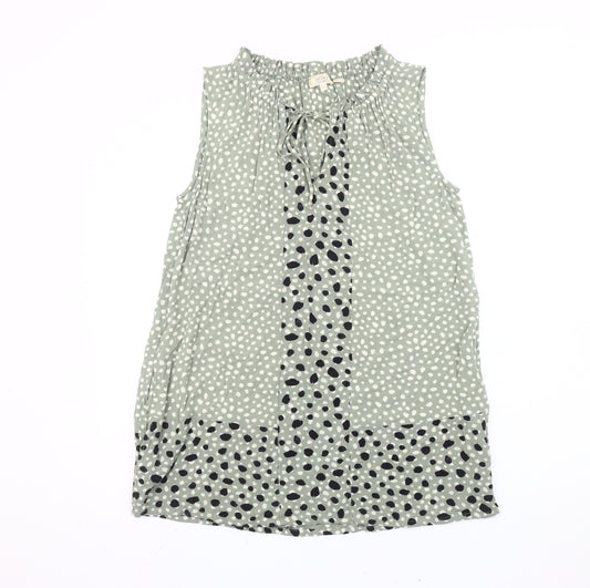 Fat Face Women’s Green Polka Dot Viscose Sleeveless Tunic Blouse Size 10