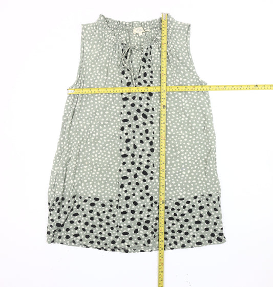 Fat Face Women’s Green Polka Dot Viscose Sleeveless Tunic Blouse Size 10