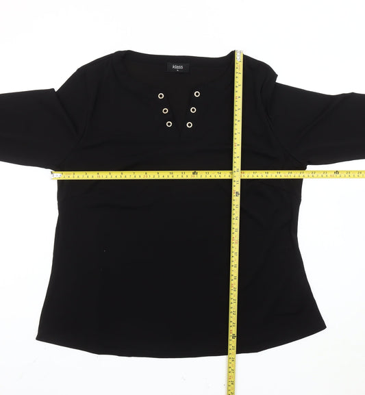 Klass Women’s Black Bell Sleeve Eyelet Blouse XL Regular Fit