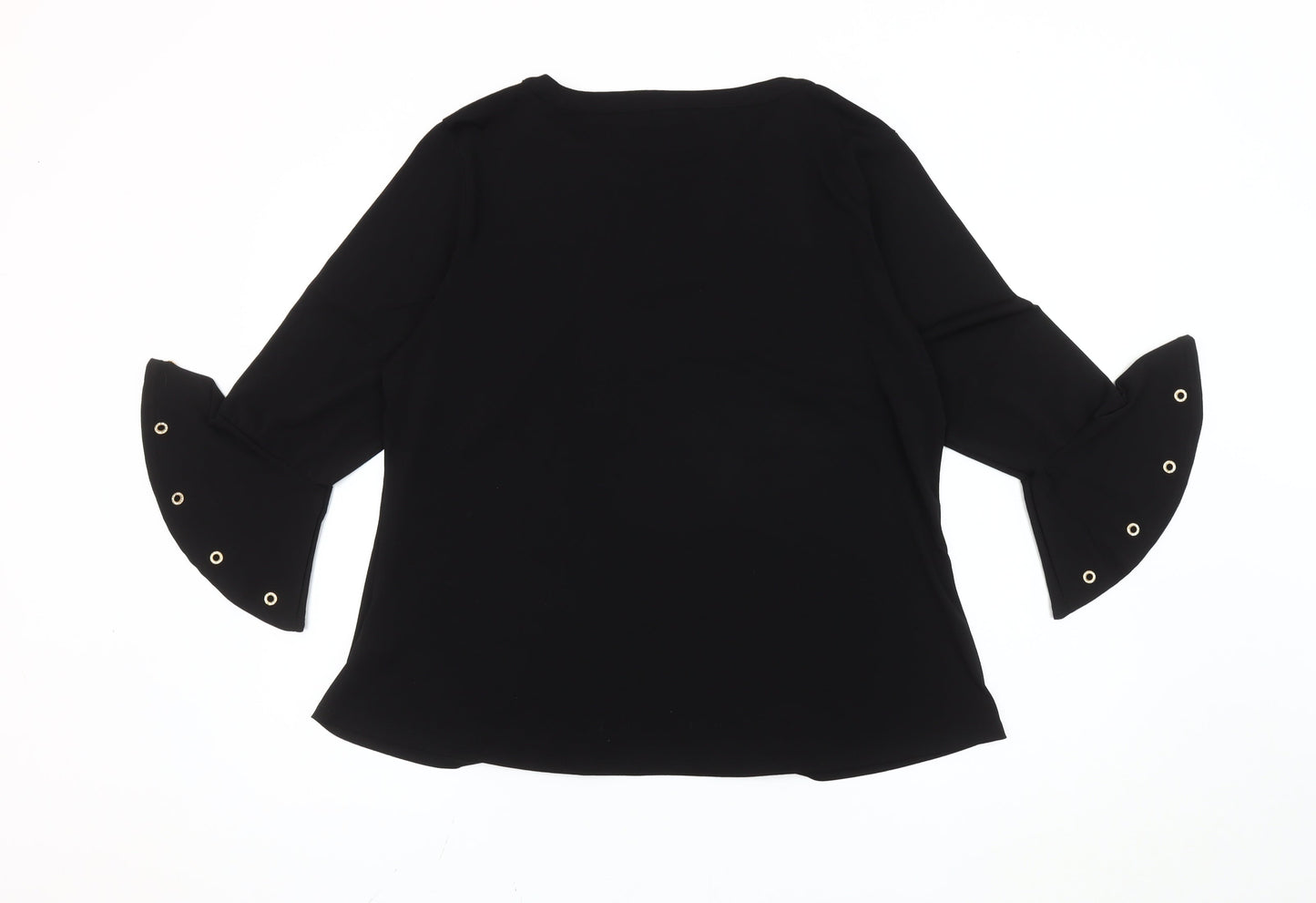 Klass Women’s Black Bell Sleeve Eyelet Blouse XL Regular Fit