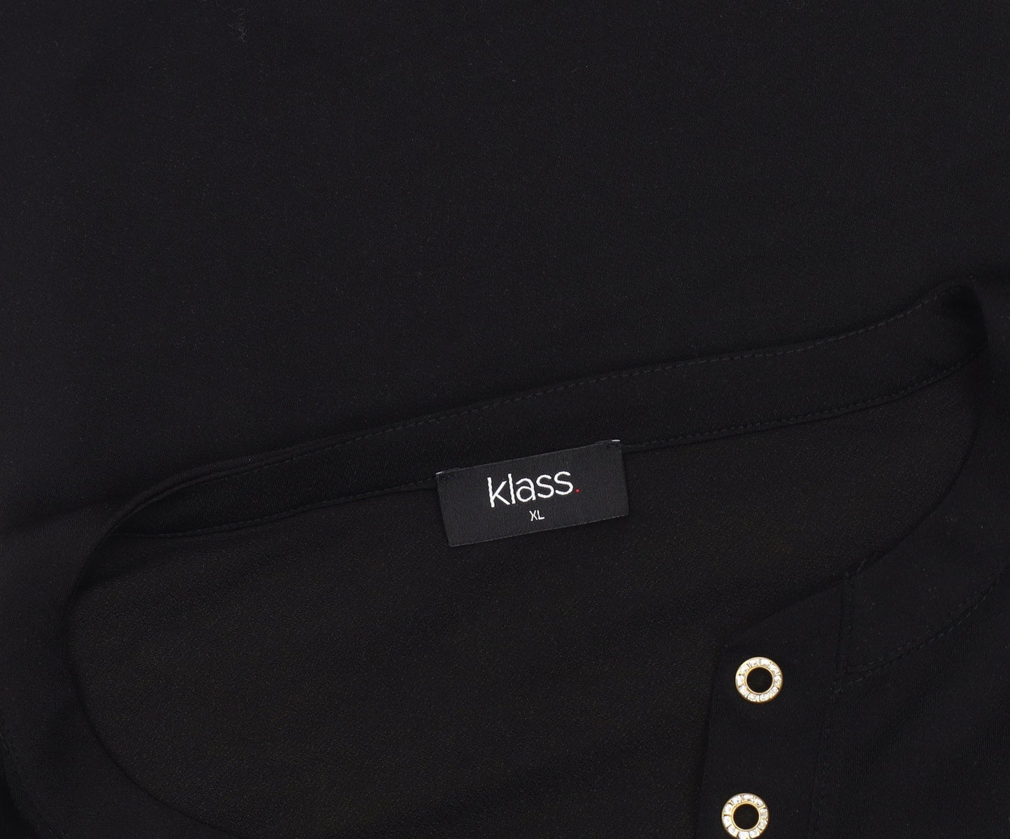 Klass Women’s Black Bell Sleeve Eyelet Blouse XL Regular Fit