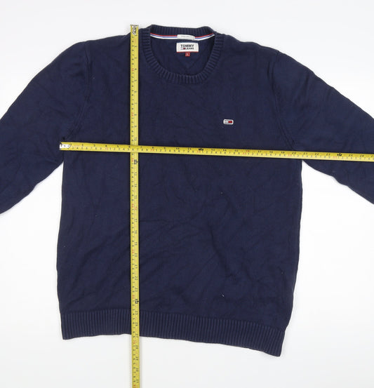 Tommy Jeans Men's Blue Cotton Pullover Jumper L Regular Fit