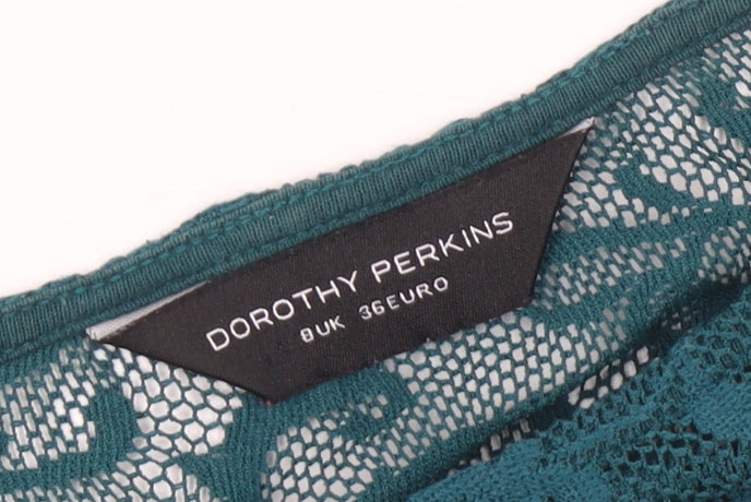 Dorothy Perkins Women's Green Lace Peplum Blouse Size 8