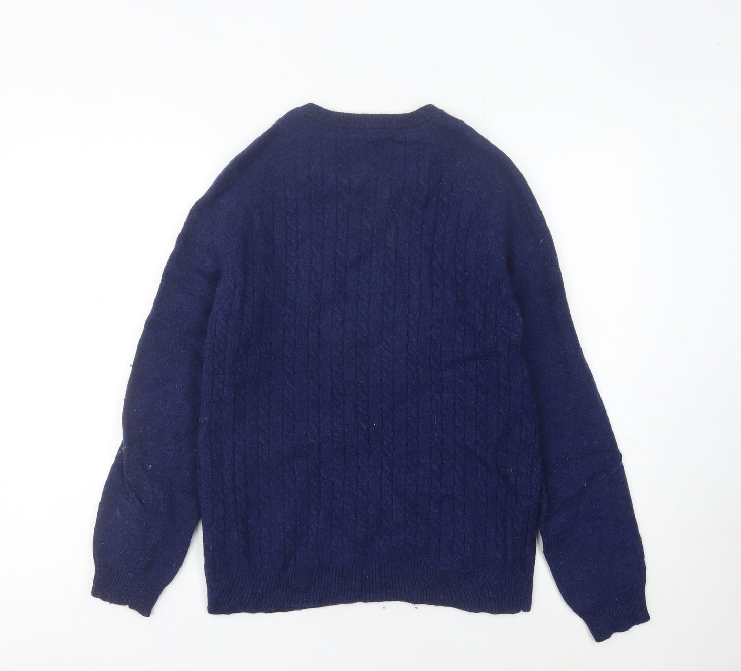 Crew Clothing Co Men’s Blue Cable-Knit Wool Jumper L