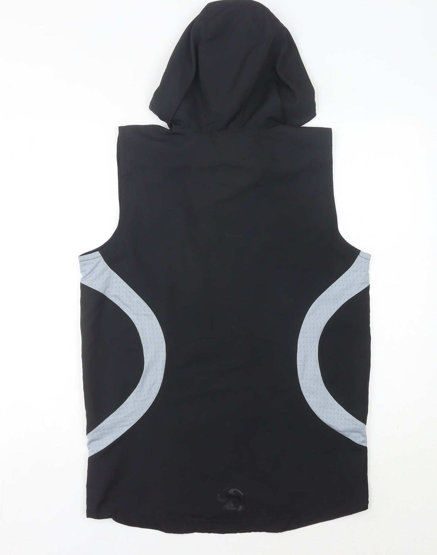 Adidas Men's Black S Sleeveless Hooded Windbreaker Sports Jacket