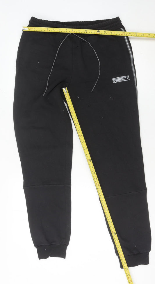 Puma Men’s Black Jogger Trousers M Regular Fit Fleece Autumn Winter