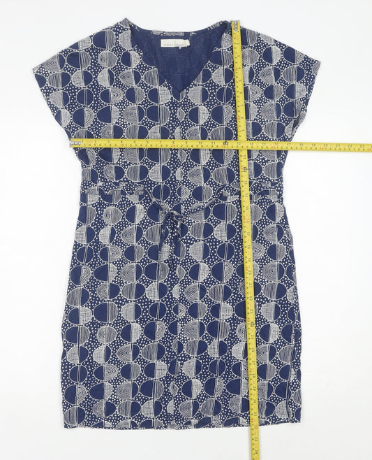 Seasalt Cornwall Women’s Blue Geometric Cotton Shift Dress Size 12