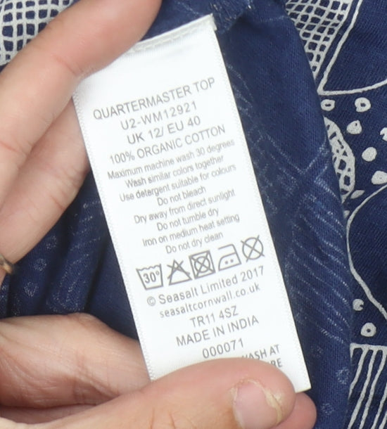 Seasalt Cornwall Women’s Blue Geometric Cotton Shift Dress Size 12