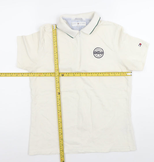 Tommy Hilfiger Men's Ivory Golf Polo Shirt M Embroidered Logo
