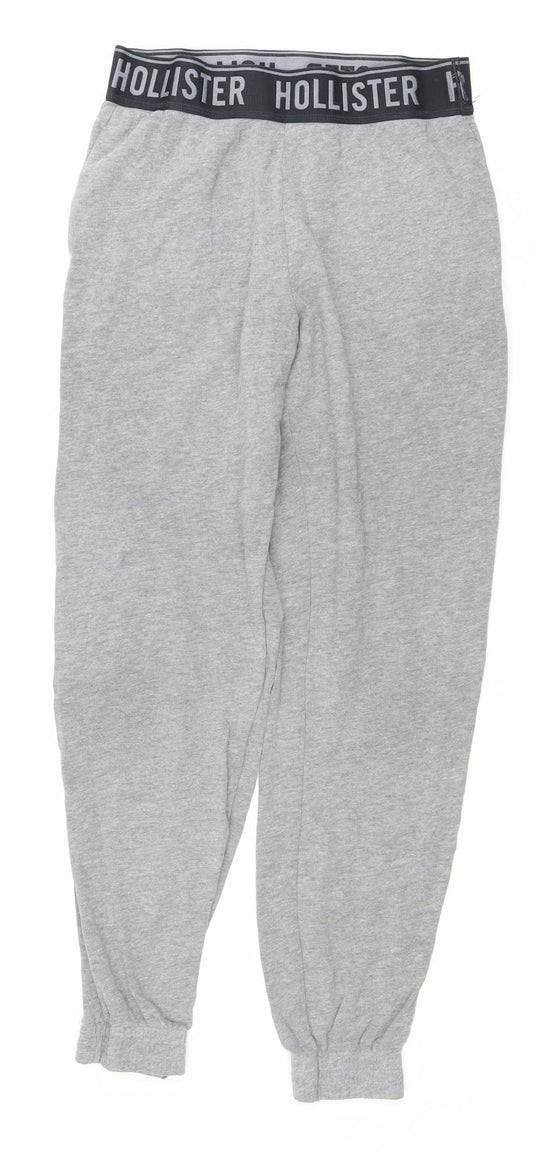 Hollister Men’s Grey XS Jogger Trousers Elastic Waist Fleece Activewear