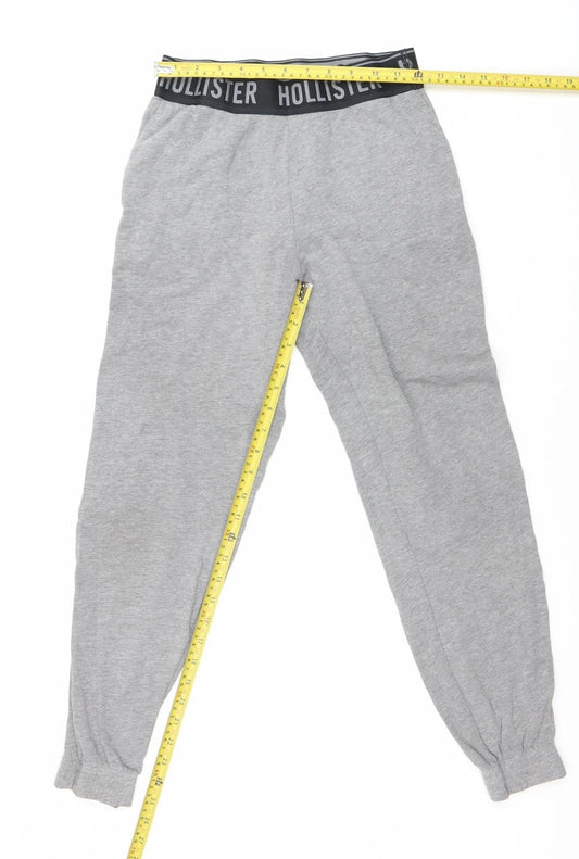 Hollister Men’s Grey XS Jogger Trousers Elastic Waist Fleece Activewear