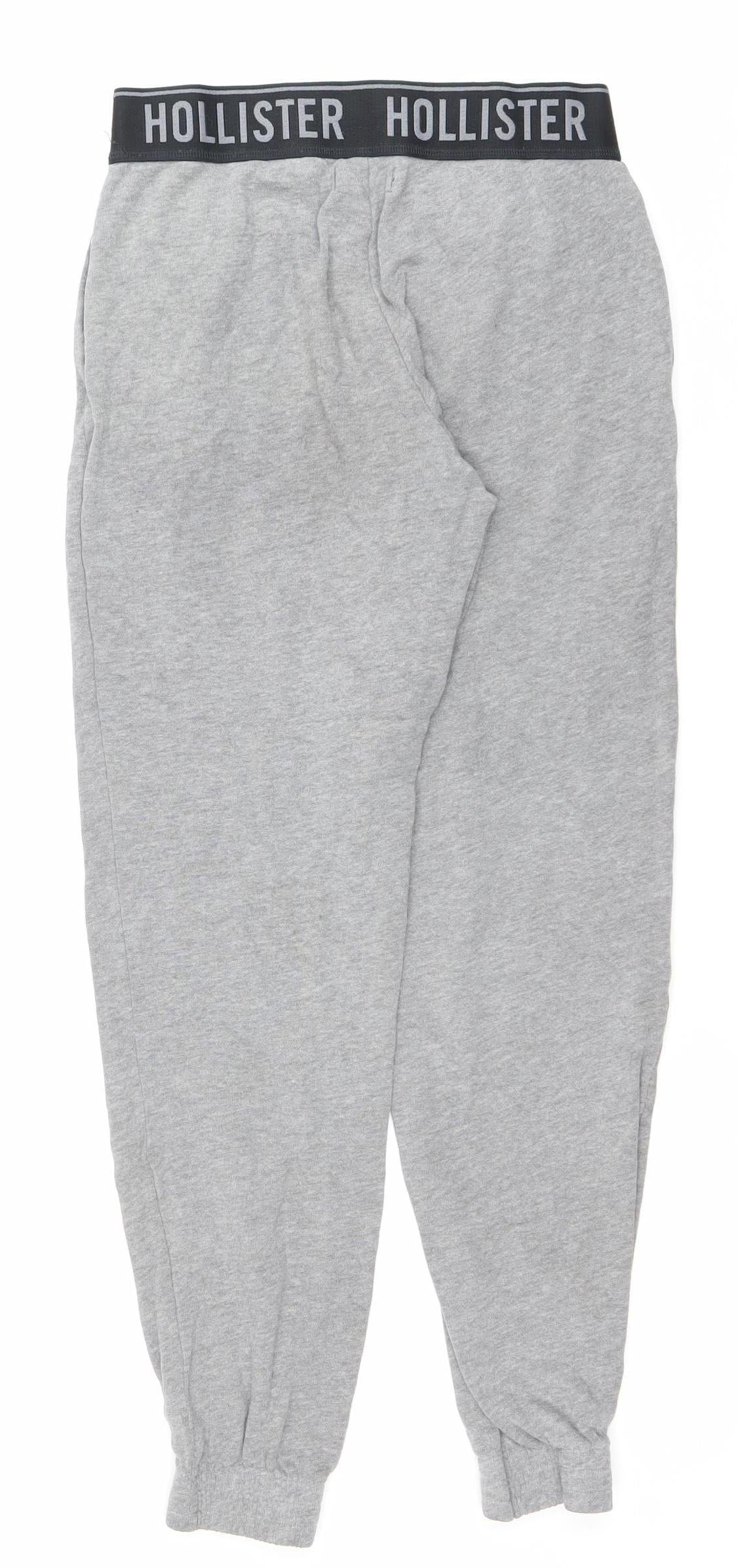 Hollister Men’s Grey XS Jogger Trousers Elastic Waist Fleece Activewear