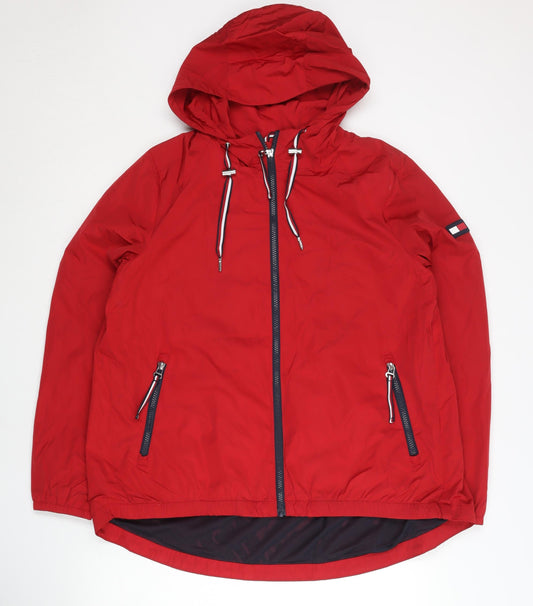 Tommy Hilfiger Men’s Red Mid-Length Windbreaker Jacket M