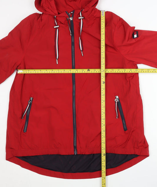 Tommy Hilfiger Men’s Red Mid-Length Windbreaker Jacket M