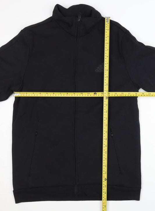 Adidas Men's Black L Track Jacket Full Zip Breathable Pockets