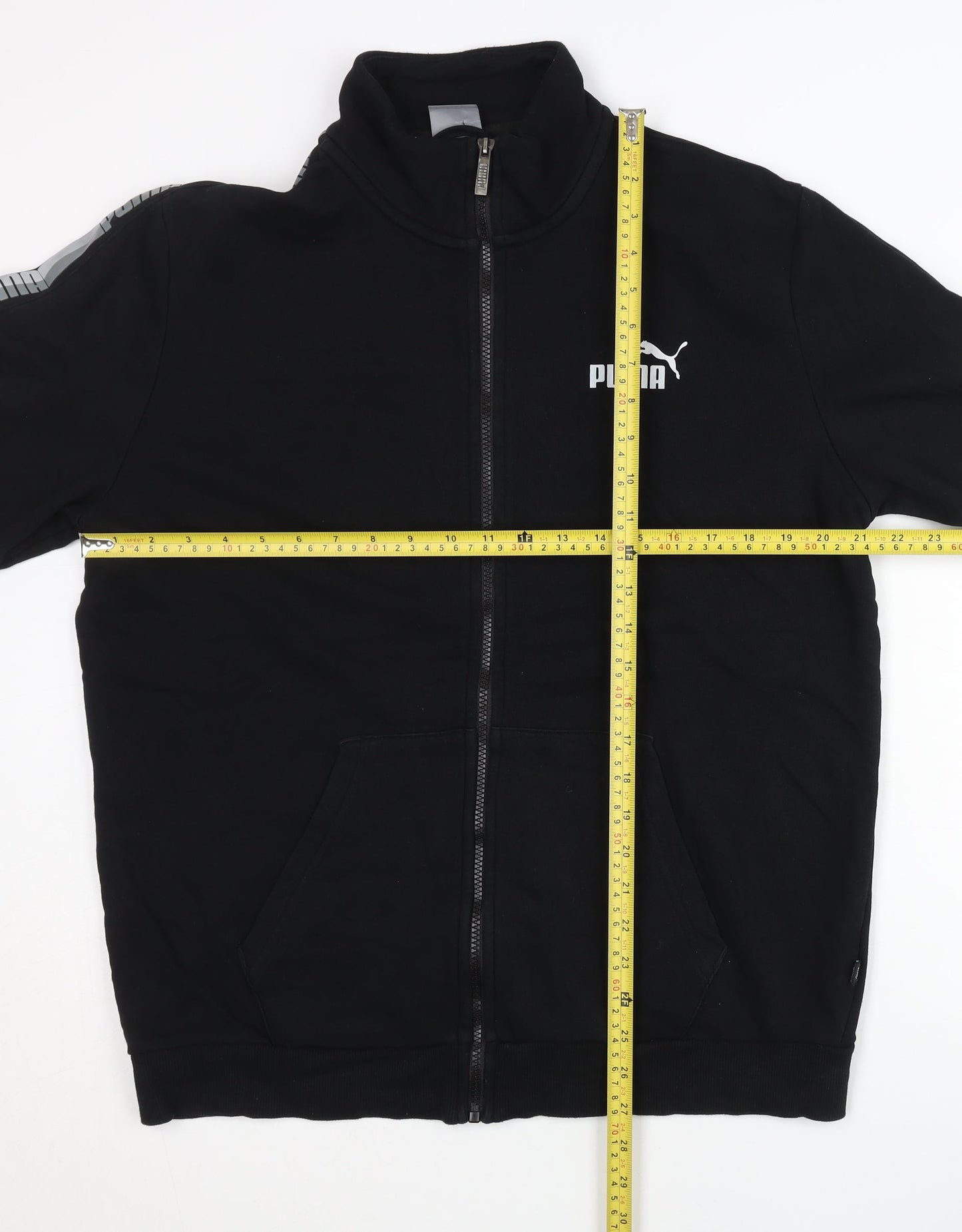 Puma Men’s Black Track Jacket L Full Zip Sportswear Cotton Blend