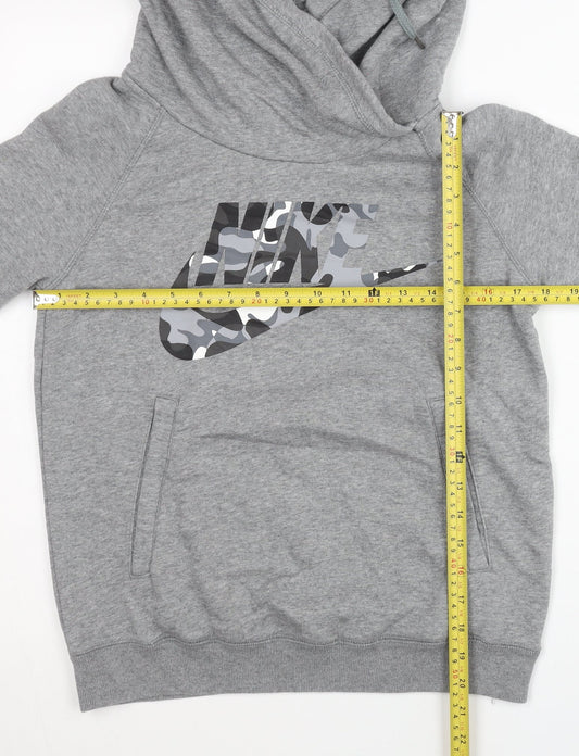 Nike Women's Grey M Pullover Hoodie Raglan Sleeve Sportswear