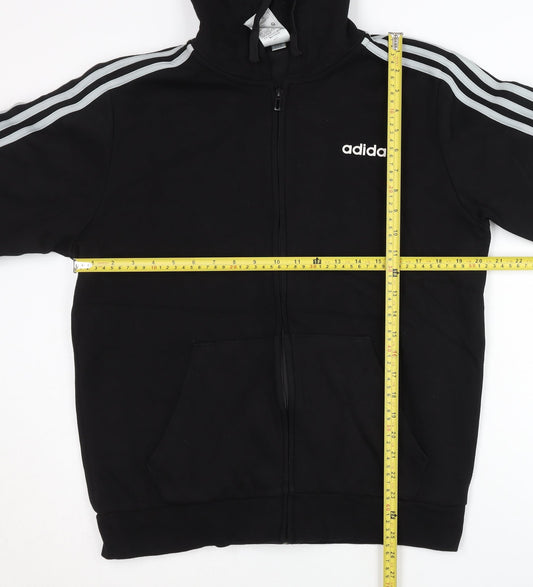 Adidas Men’s Black Full Zip Hoodie L Sports Logo Fleece