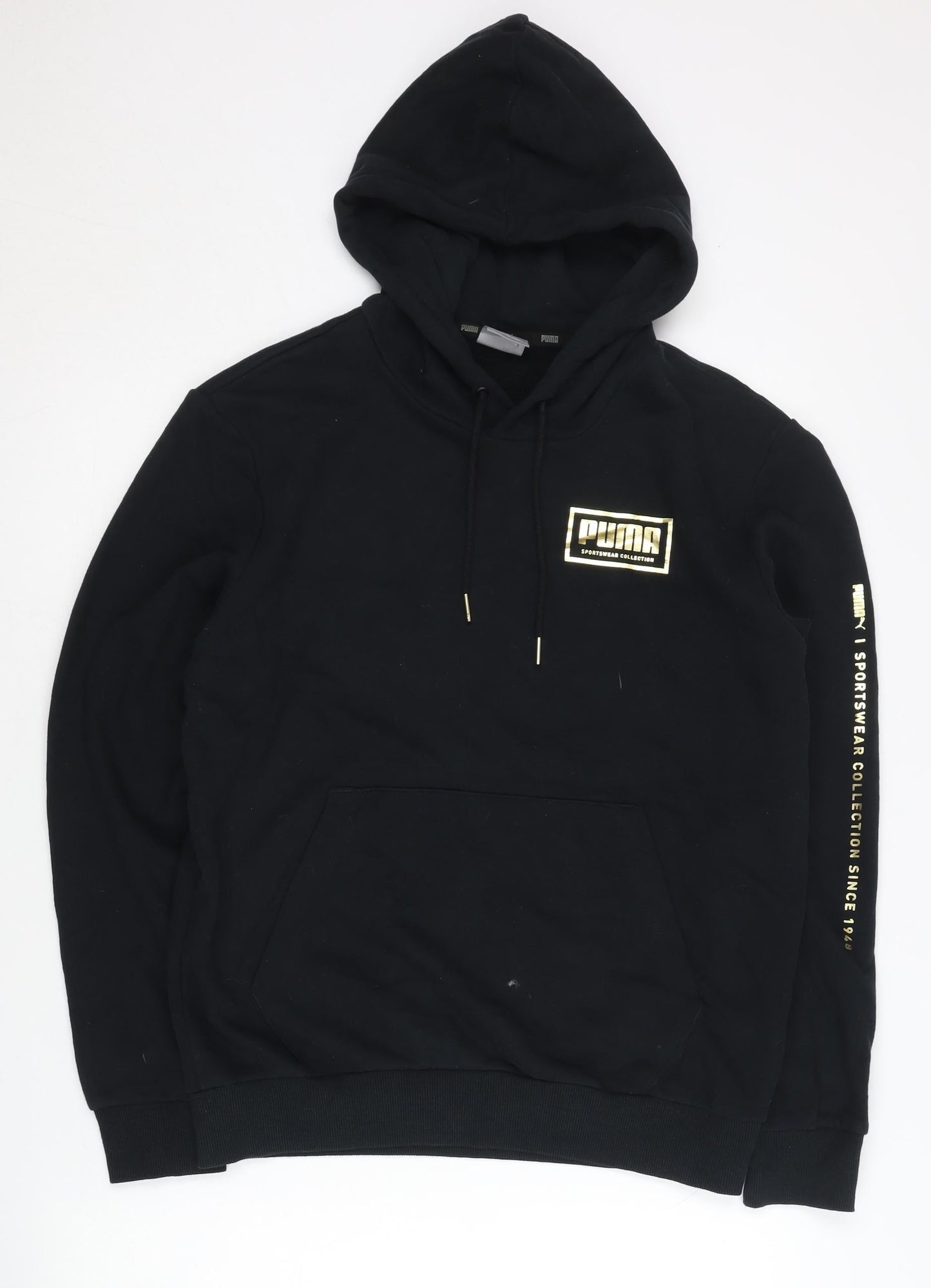 Puma Men's Black Pullover Hoodie S Fleece Sportswear Logo