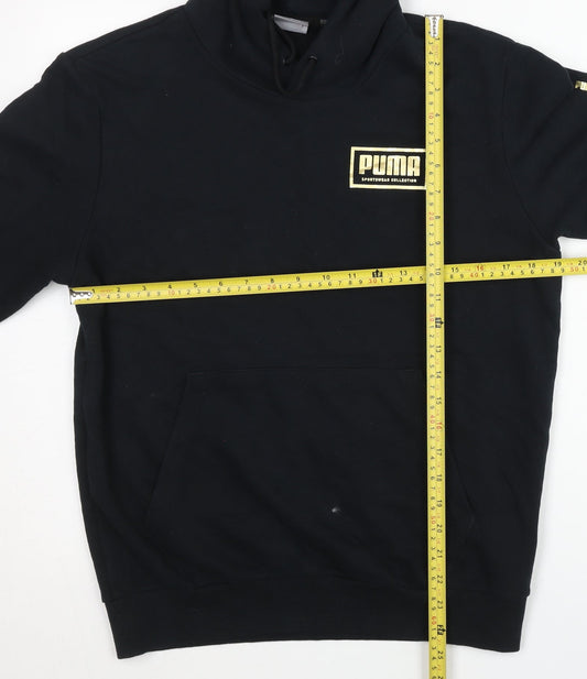 Puma Men's Black Pullover Hoodie S Fleece Sportswear Logo