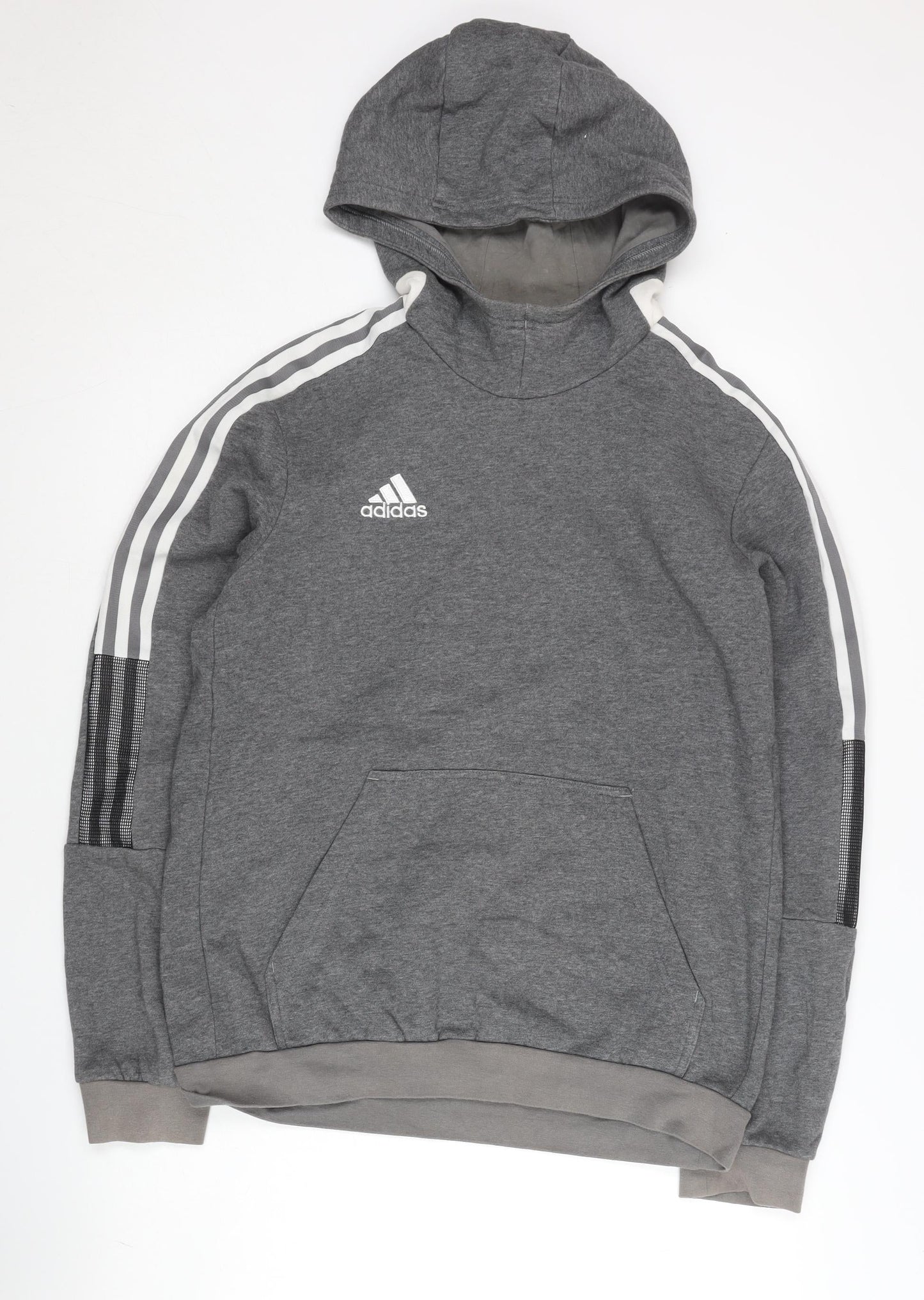Adidas Men's Grey Pullover Hoodie M Regular Fit Sports Jersey