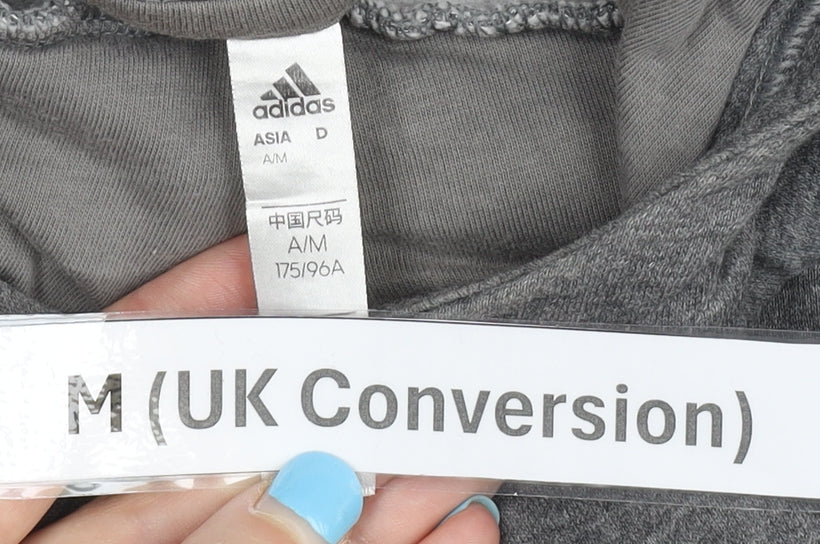 Adidas Men's Grey Pullover Hoodie M Regular Fit Sports Jersey