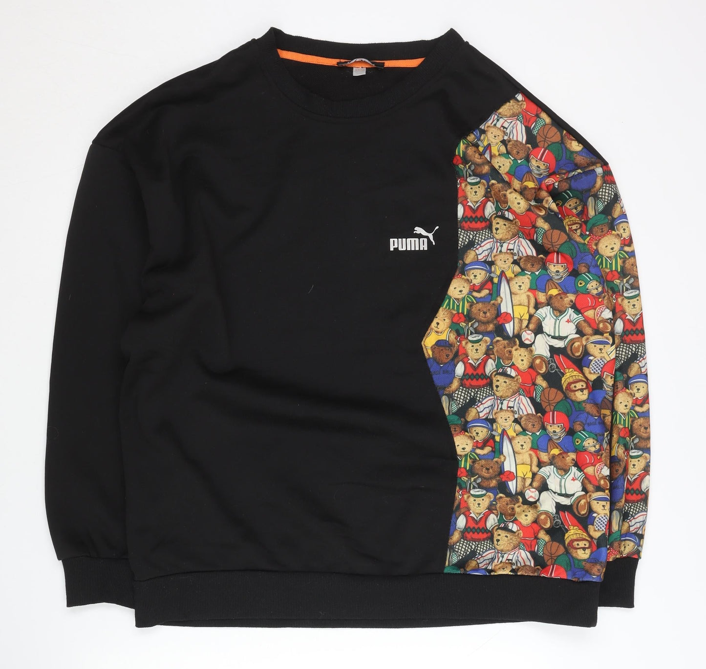 Puma Men’s Black Teddy Bear Graphic Print Pullover Sweatshirt L