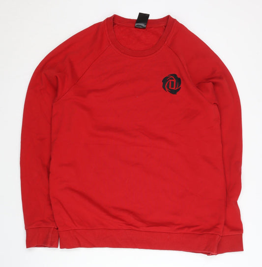 Additional front view of Adidas Men’s Red Pullover Sweatshirt L Logo Jersey Cotton Blend