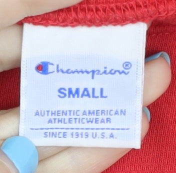 Champion Women's Red Small Pullover Sweatshirt Logo Print Cotton