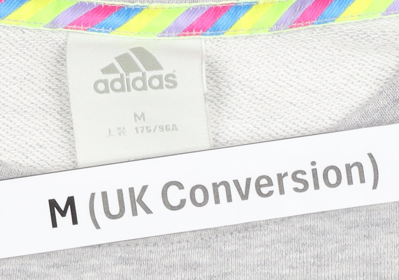 Adidas Men’s Grey Graphic Pullover Sweatshirt M Crew Neck Cotton