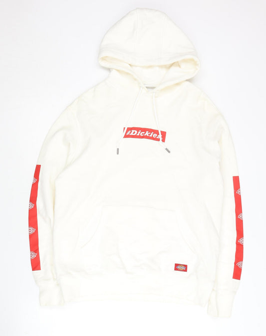 Dickies Men’s White Pullover Hoodie L Logo Graphic Cotton