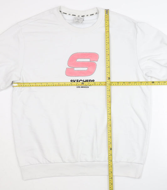 Skechers Men’s White L Pullover Sweatshirt Graphic Logo Jersey