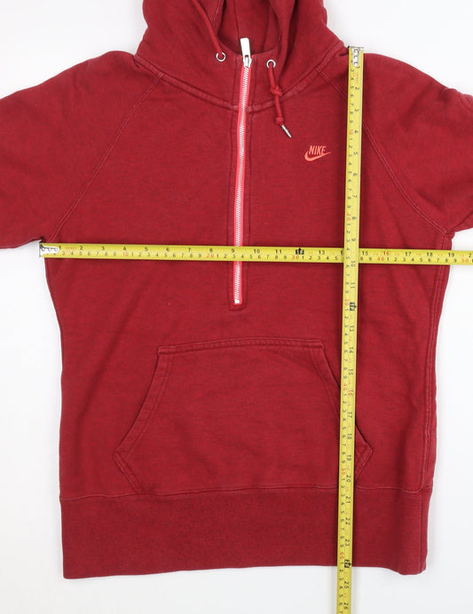 Nike Women's Red XL Pullover Hoodie 1/2 Zip Cotton Sportswear
