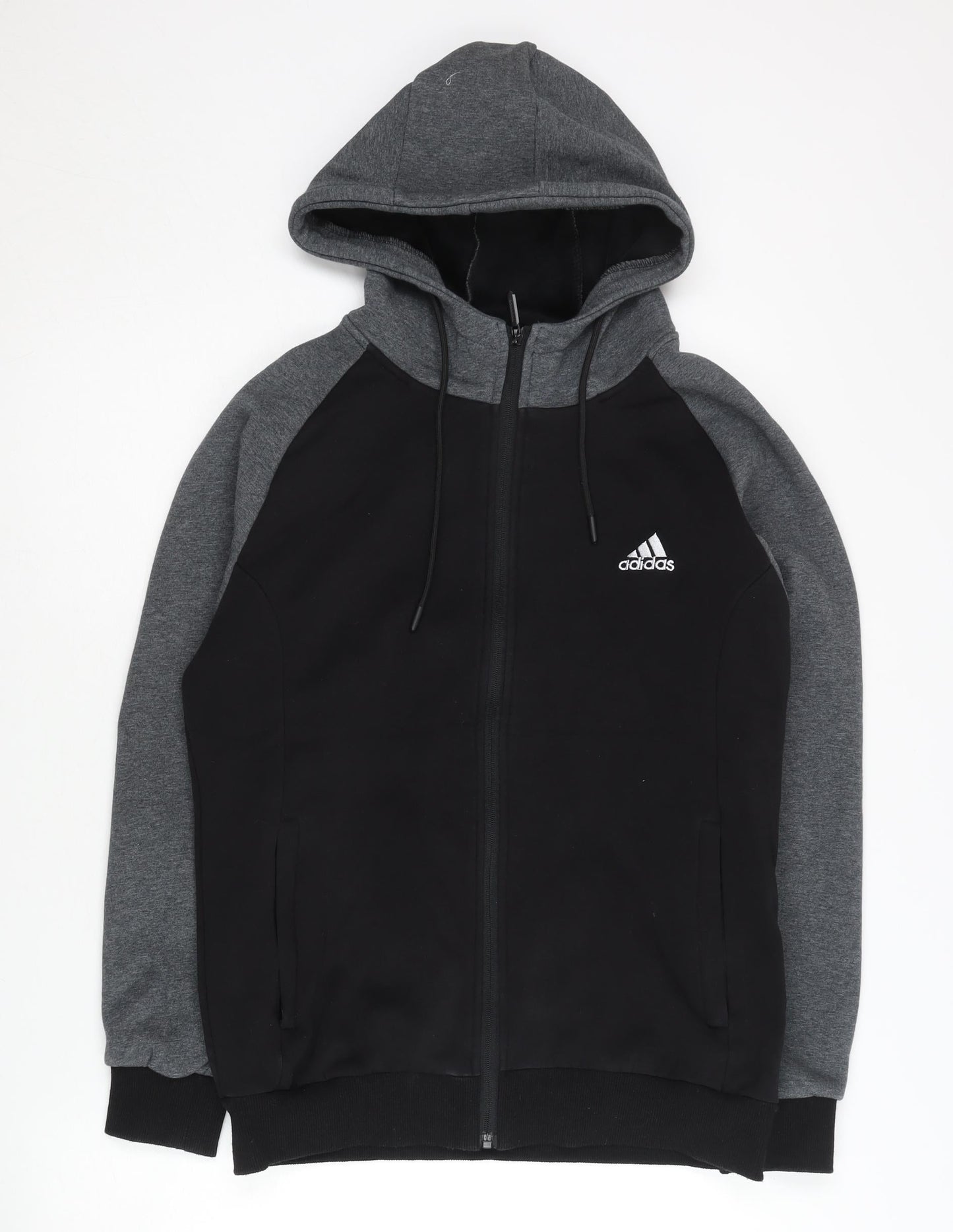 Adidas Men’s Black Full Zip Hoodie L Fleece Logo Sportswear