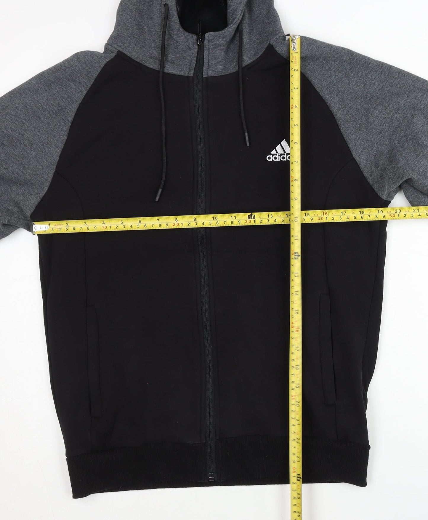 Adidas Men’s Black Full Zip Hoodie L Fleece Logo Sportswear