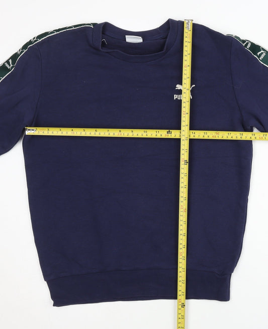 Puma Men's Blue Small Pullover Sweatshirt Crew Neck Jersey Long Sleeve