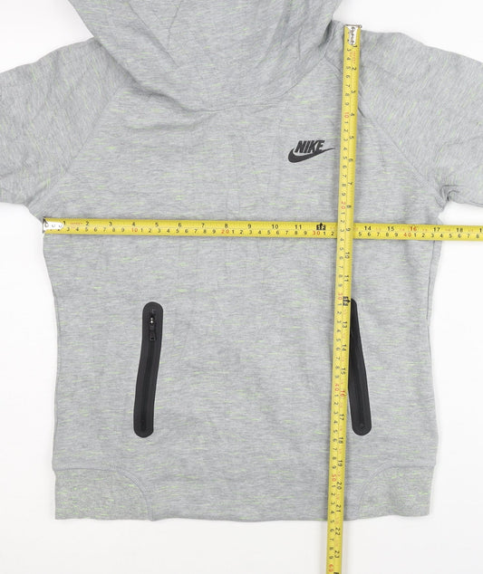 Nike Women’s Grey Pullover Hoodie M Hooded Zip Pockets Sportswear