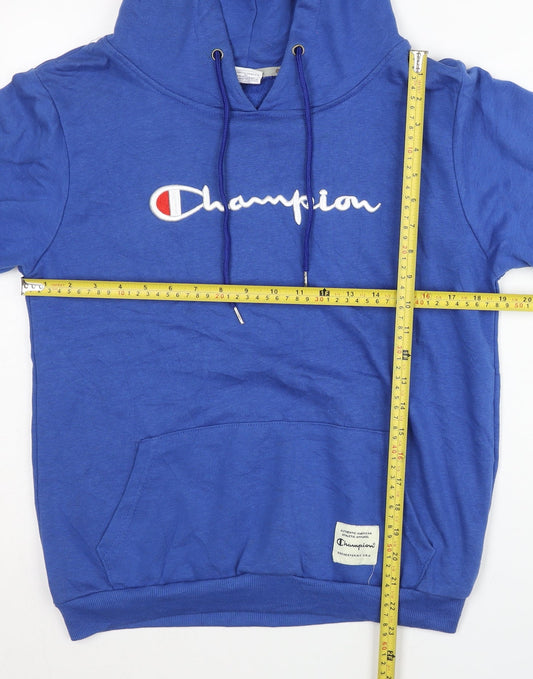 Champion Men's Blue Pullover Hoodie Small Logo Sportswear